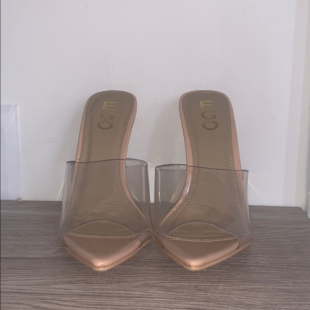EGO stiletto heels clear